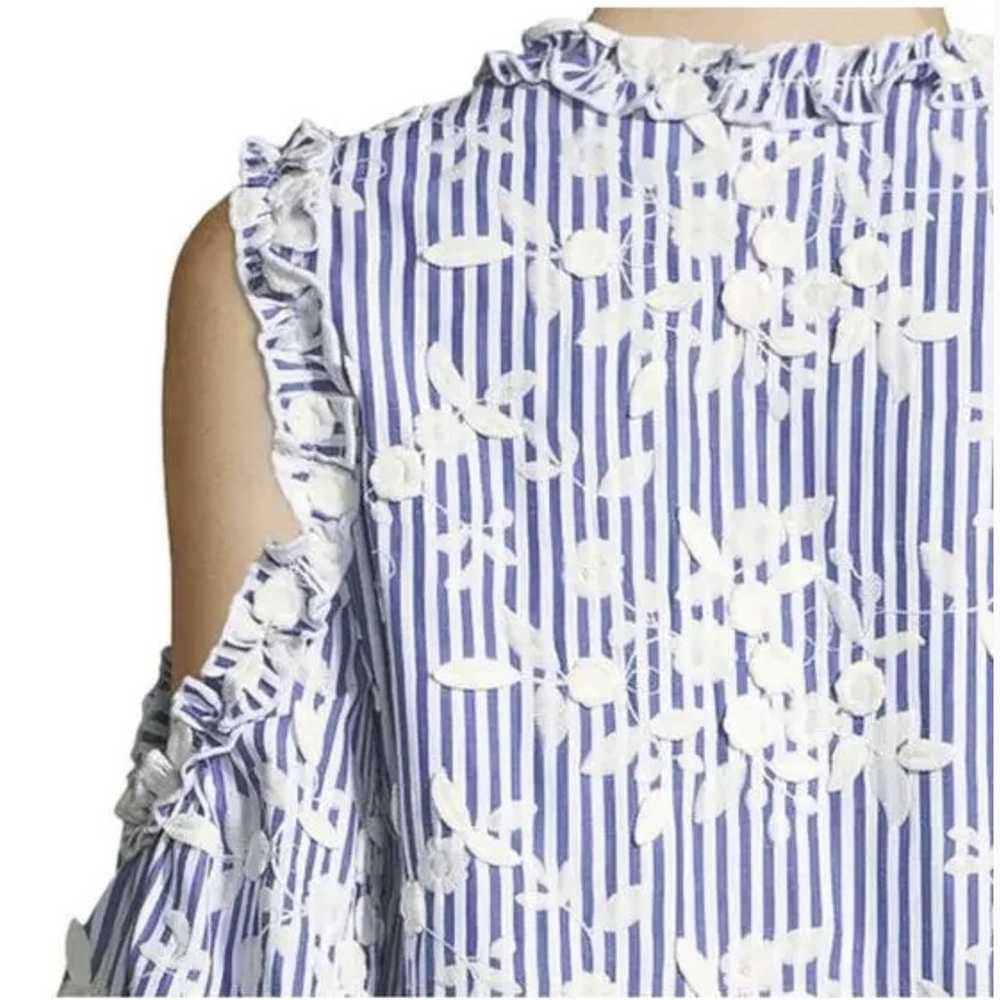 Alexis Clair Cold-Shoulder Striped Embroidered Top - image 3