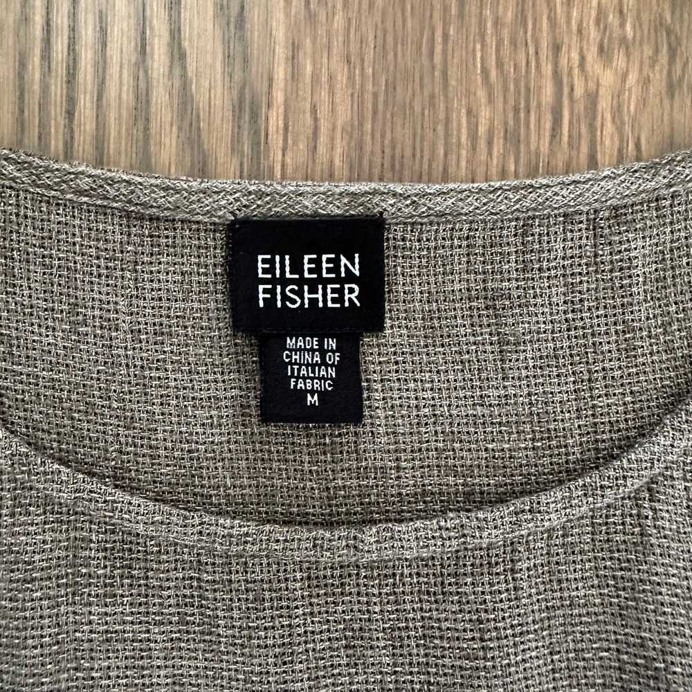 Eileen Fisher 100% Linen Crosshatch Woven Sleevel… - image 3