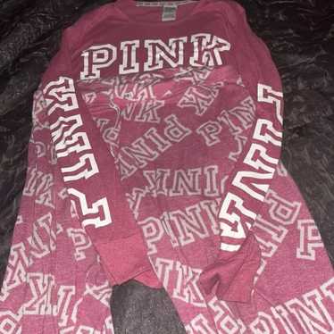 PINK Victoria Secret Hot Pink Logo Pajamas Set