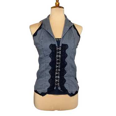 TRIPP NYC Y2K Corset Halter Top Gray Goth Punk Si… - image 1