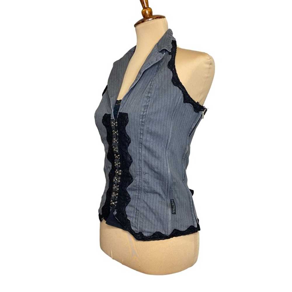 TRIPP NYC Y2K Corset Halter Top Gray Goth Punk Si… - image 3