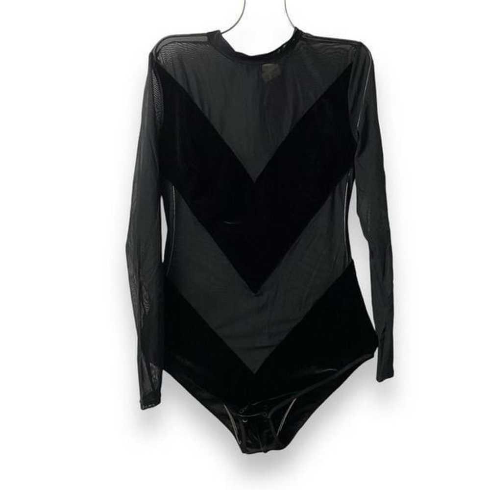 Undress Code Sheer and Velvet Long Sleeve Black B… - image 1