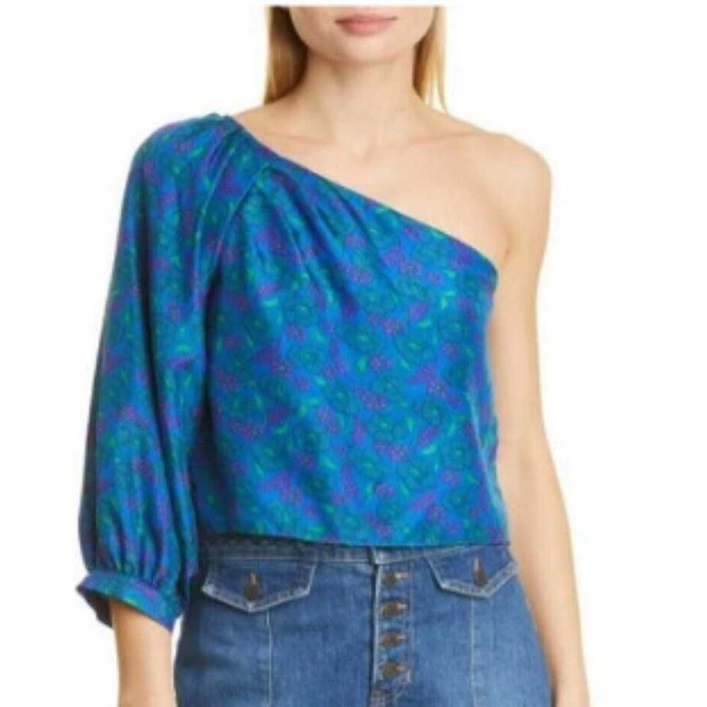 Veronica Beard Lyric Silk Top In Cobalt Multi Sz … - image 3