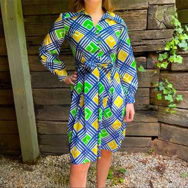 Vintage 70-80s Collared Groovy Secretary Dress