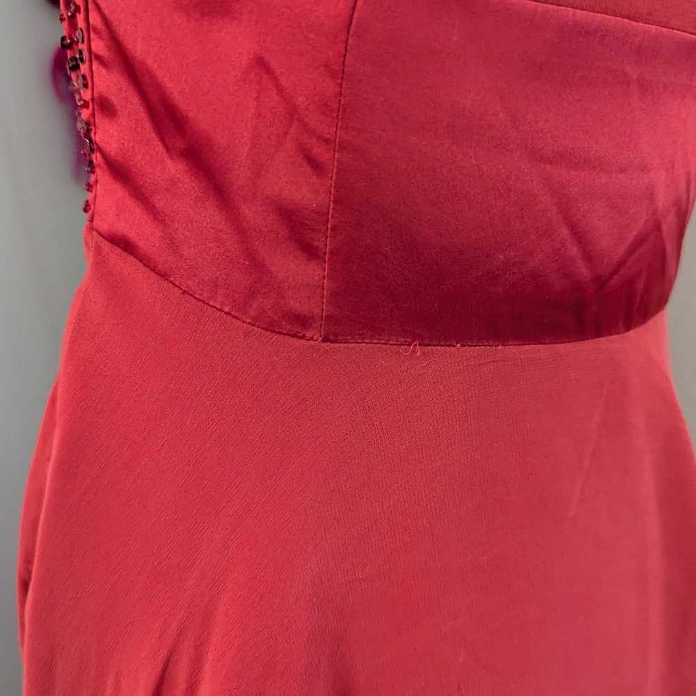 Vintage Red Silk Halter Top Midi Dress Small - image 9