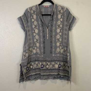 Johnny was kones tunic grey embroidered blouse sma