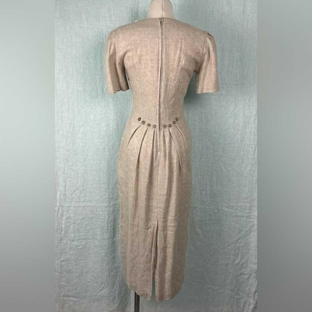 Knapp studio vtg 90 linen maxi pencil dress squar… - image 2