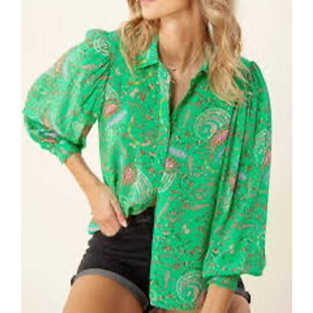 Hale Bob Shinta Silk Collared Buttondown Blouse S… - image 2