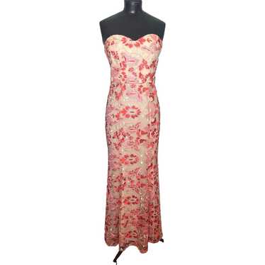 Speechless Pink Orange Floral Embroidered Straple… - image 1