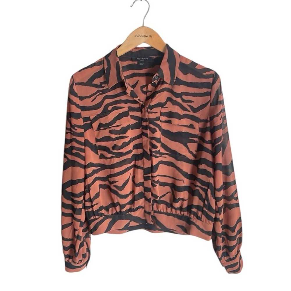 ALLSAINTS Adeliza Zephyr Zebra Shirt Toffee Brown… - image 2