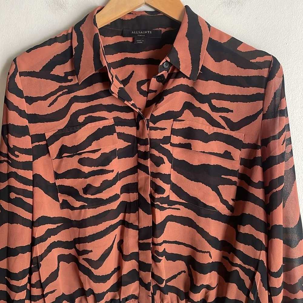 ALLSAINTS Adeliza Zephyr Zebra Shirt Toffee Brown… - image 4