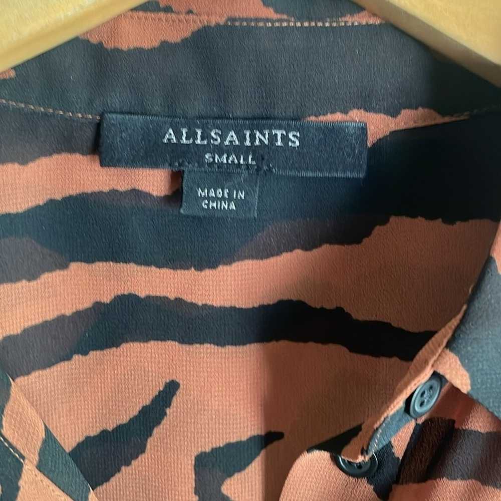 ALLSAINTS Adeliza Zephyr Zebra Shirt Toffee Brown… - image 5