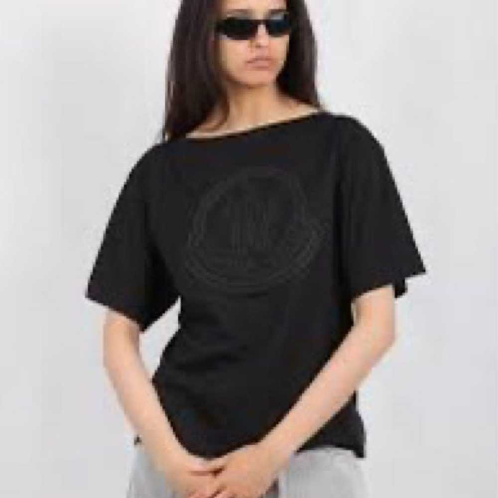 MONCLER Black Logo Embroidered T-shirt T - image 7