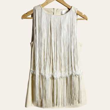 Elisabetta Franchi Ivory Cream Sleeveless Fringe … - image 1