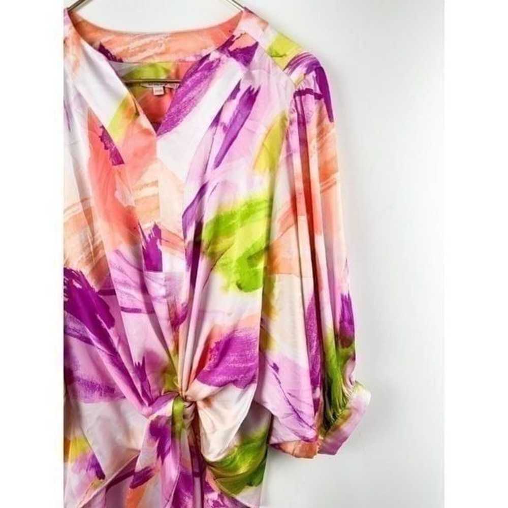 Chicos Floral Tie Front Blouse Women's US 12 Sati… - image 7