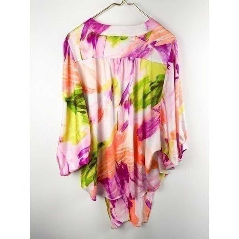 Chicos Floral Tie Front Blouse Women's US 12 Sati… - image 8