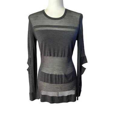 Jason Wu Women's Gray Long-Sleeve Elbow Cut Knitte