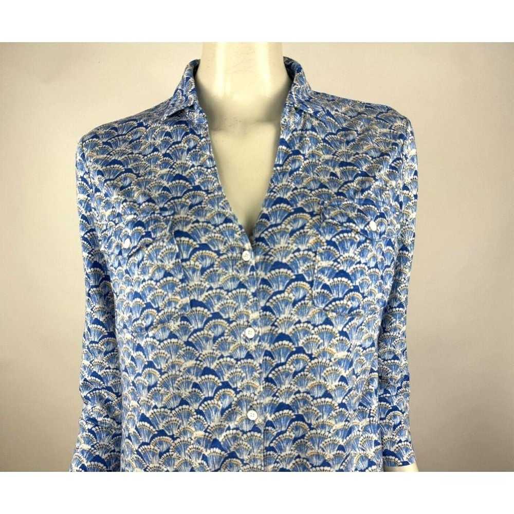 J McLaughlin Brynn Knit Top Women L EUC Linen Ble… - image 10