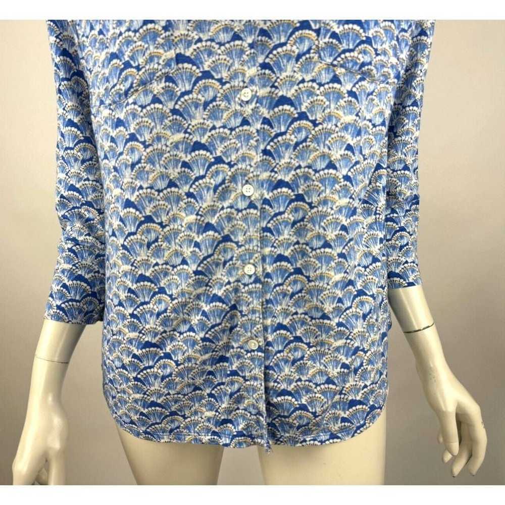 J McLaughlin Brynn Knit Top Women L EUC Linen Ble… - image 11