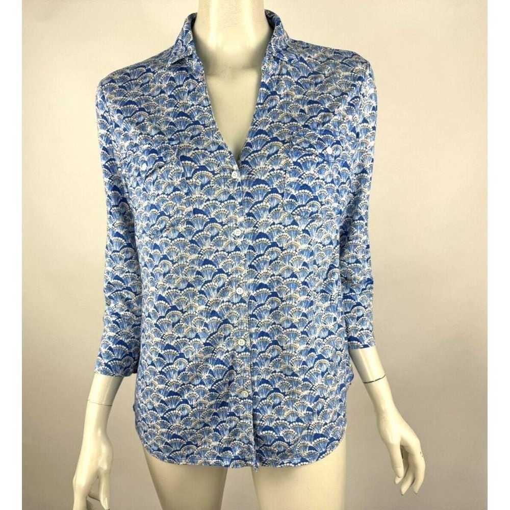 J McLaughlin Brynn Knit Top Women L EUC Linen Ble… - image 1