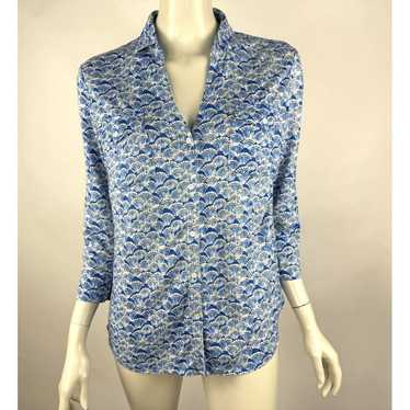 J McLaughlin Brynn Knit Top Women L EUC Linen Ble… - image 1