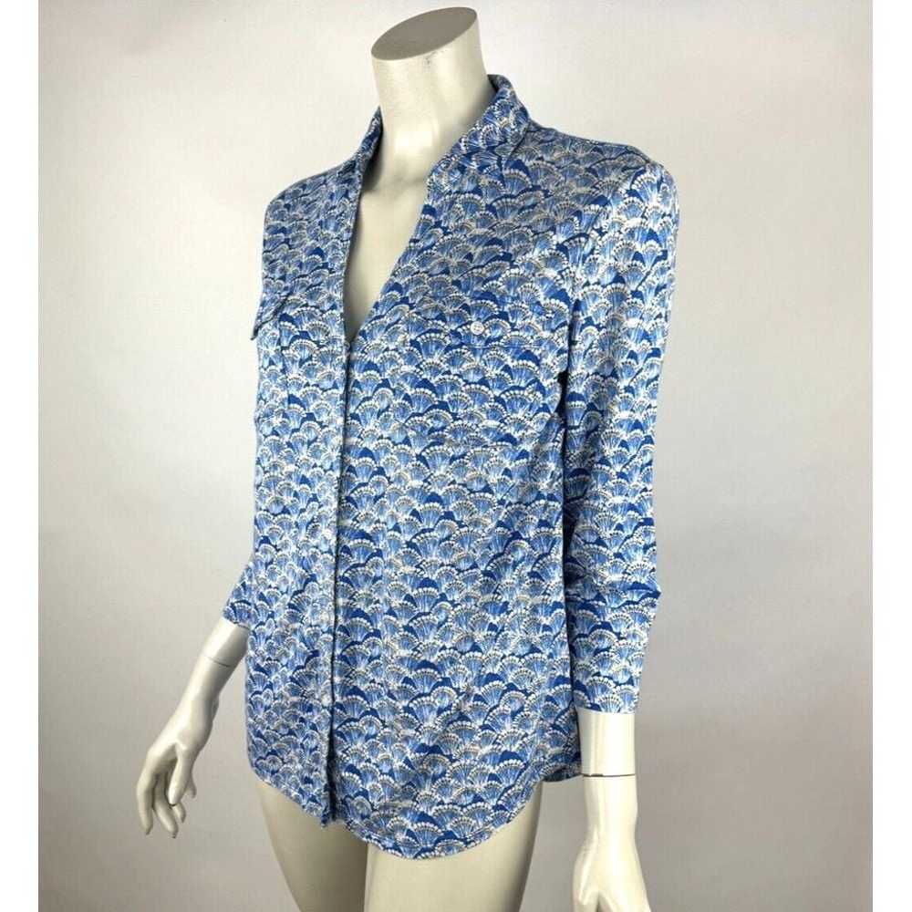 J McLaughlin Brynn Knit Top Women L EUC Linen Ble… - image 2