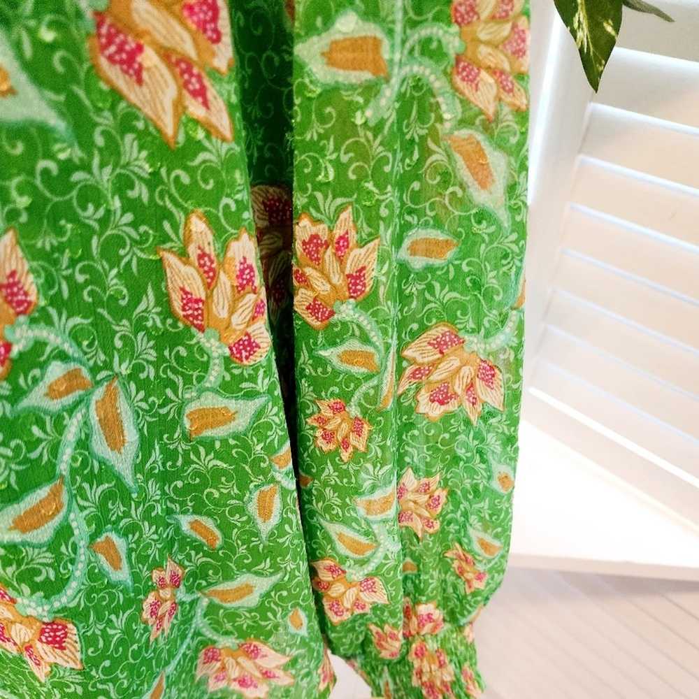 JOIE GREEN FLORAL FRONT TIE BLOUSE SIZE XL - image 3