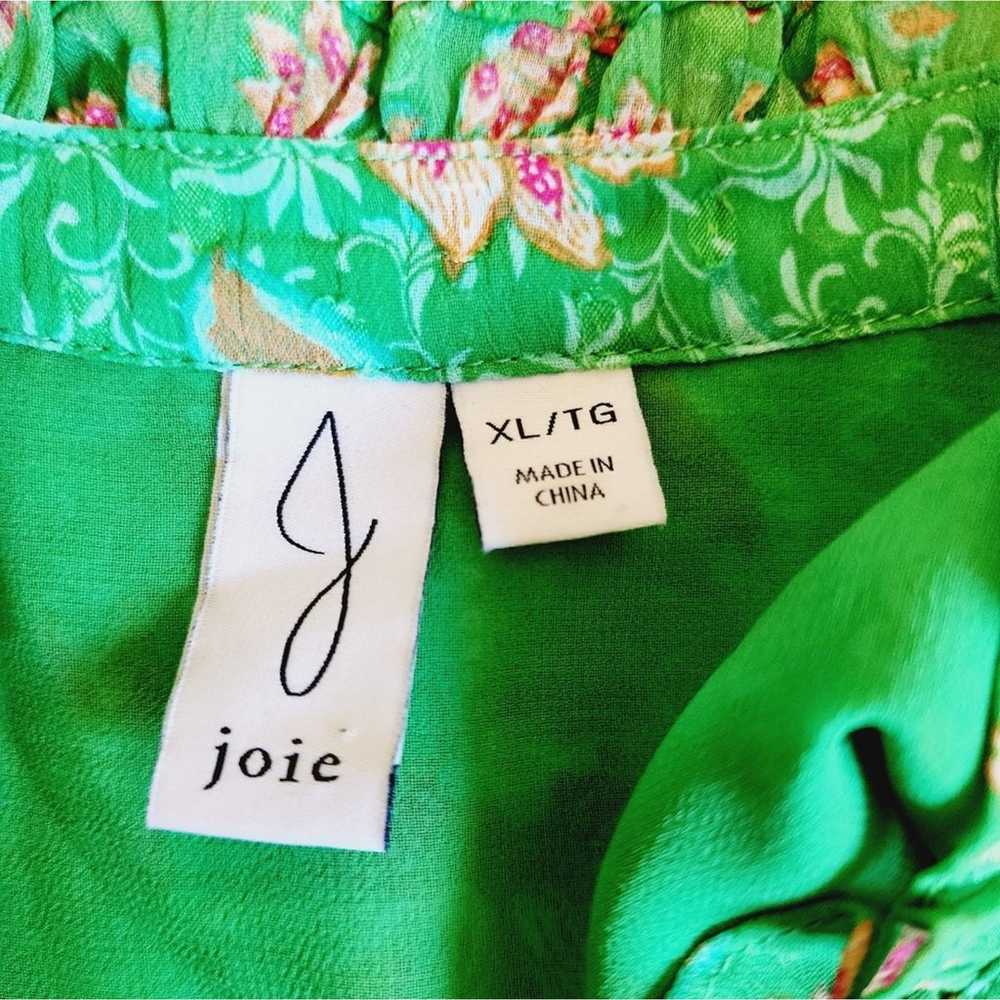 JOIE GREEN FLORAL FRONT TIE BLOUSE SIZE XL - image 5