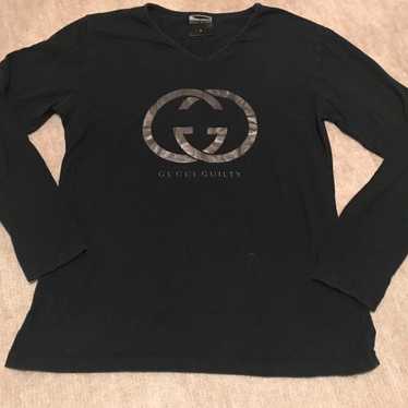 Gucci Guilty Logo V-Neck Long Sleeve T-Shirt - image 1