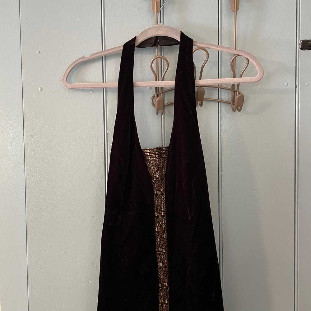 *VINTAGE* Long Black Velvet Backless Gown - image 10