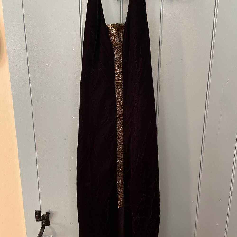 *VINTAGE* Long Black Velvet Backless Gown - image 1