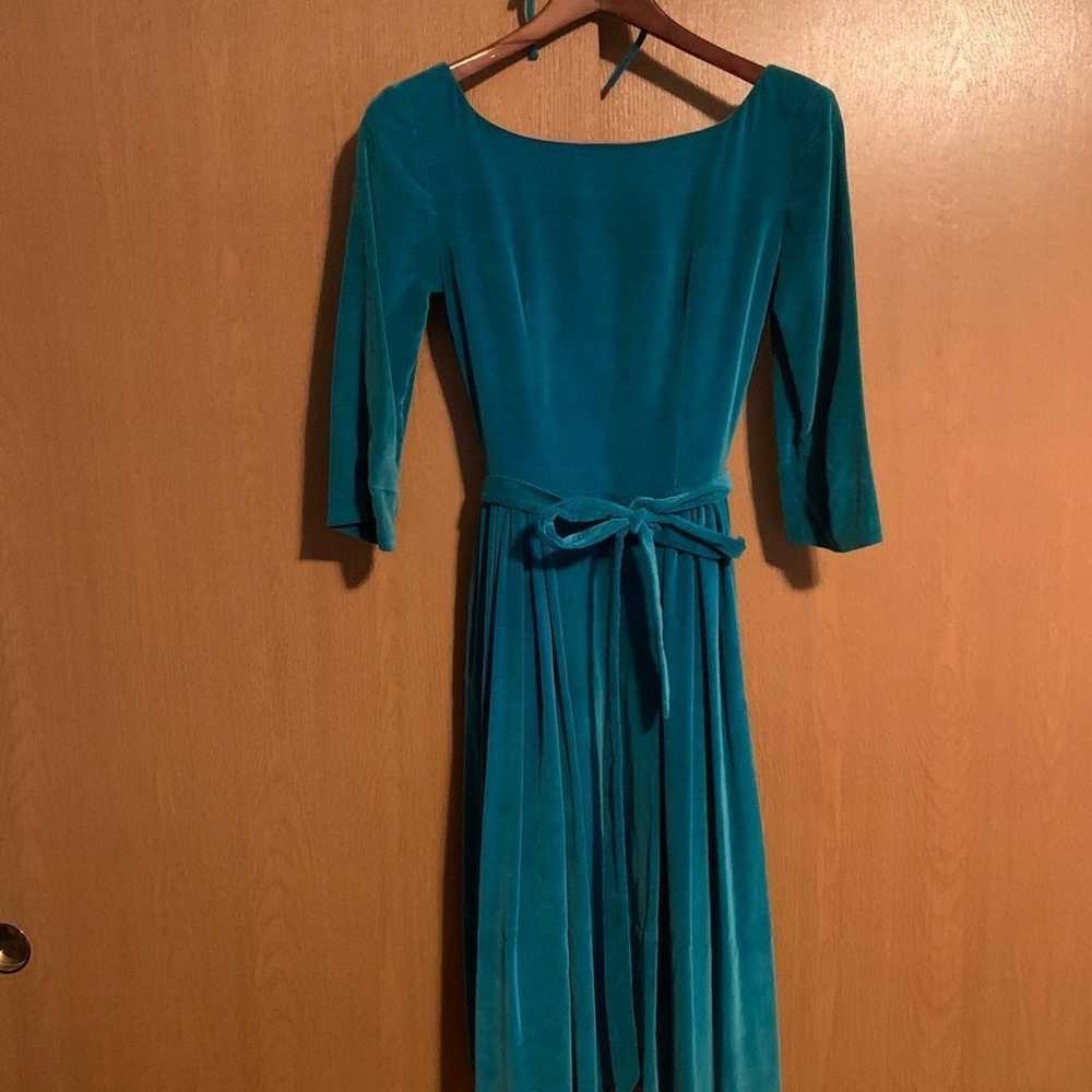 Teal Vintage Velvet Dress - image 4