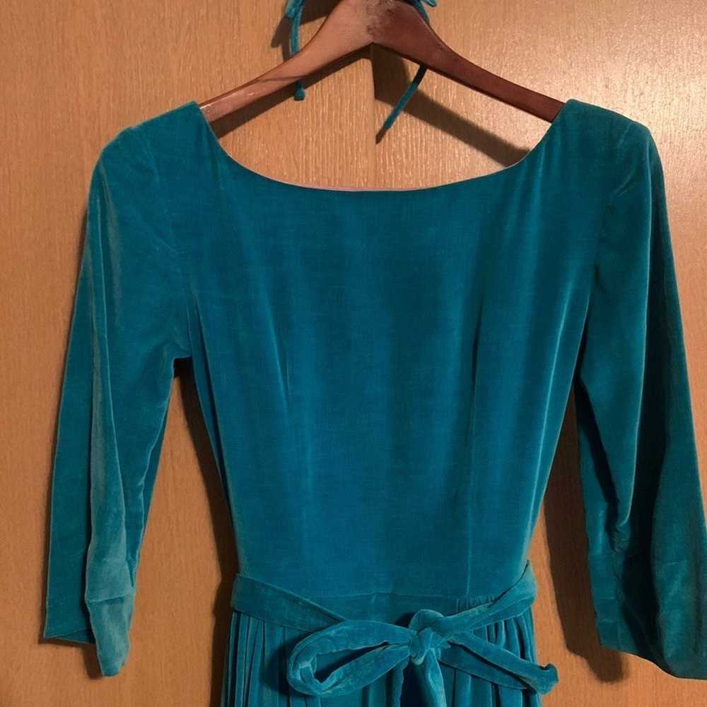 Teal Vintage Velvet Dress - image 5