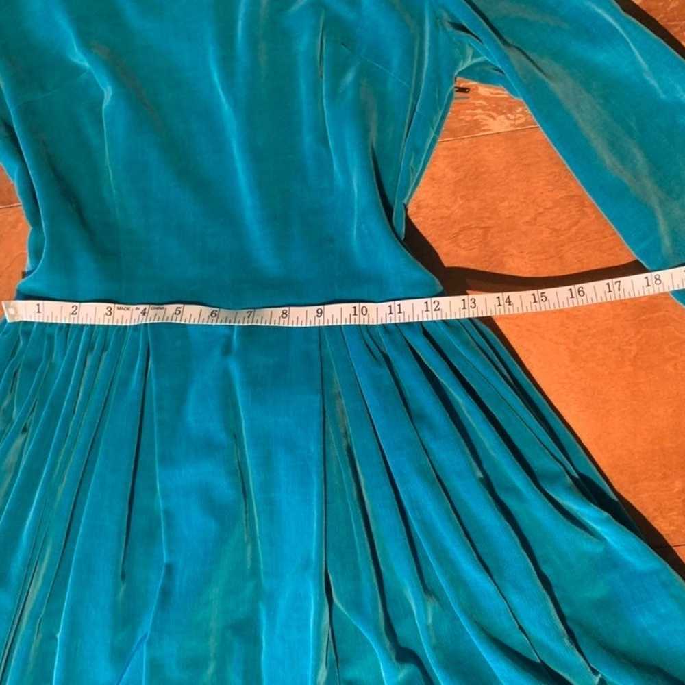 Teal Vintage Velvet Dress - image 6