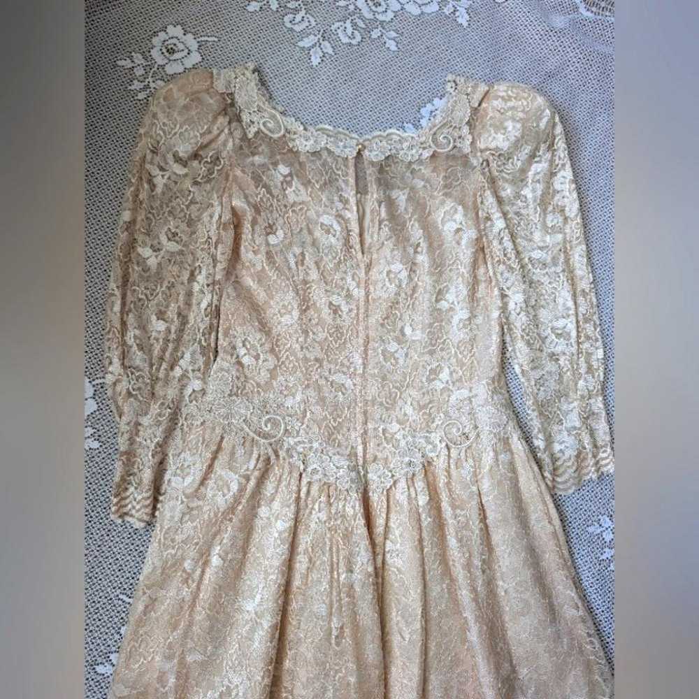 Vintage Cachet Lace Champagne Victorian Gown - image 7