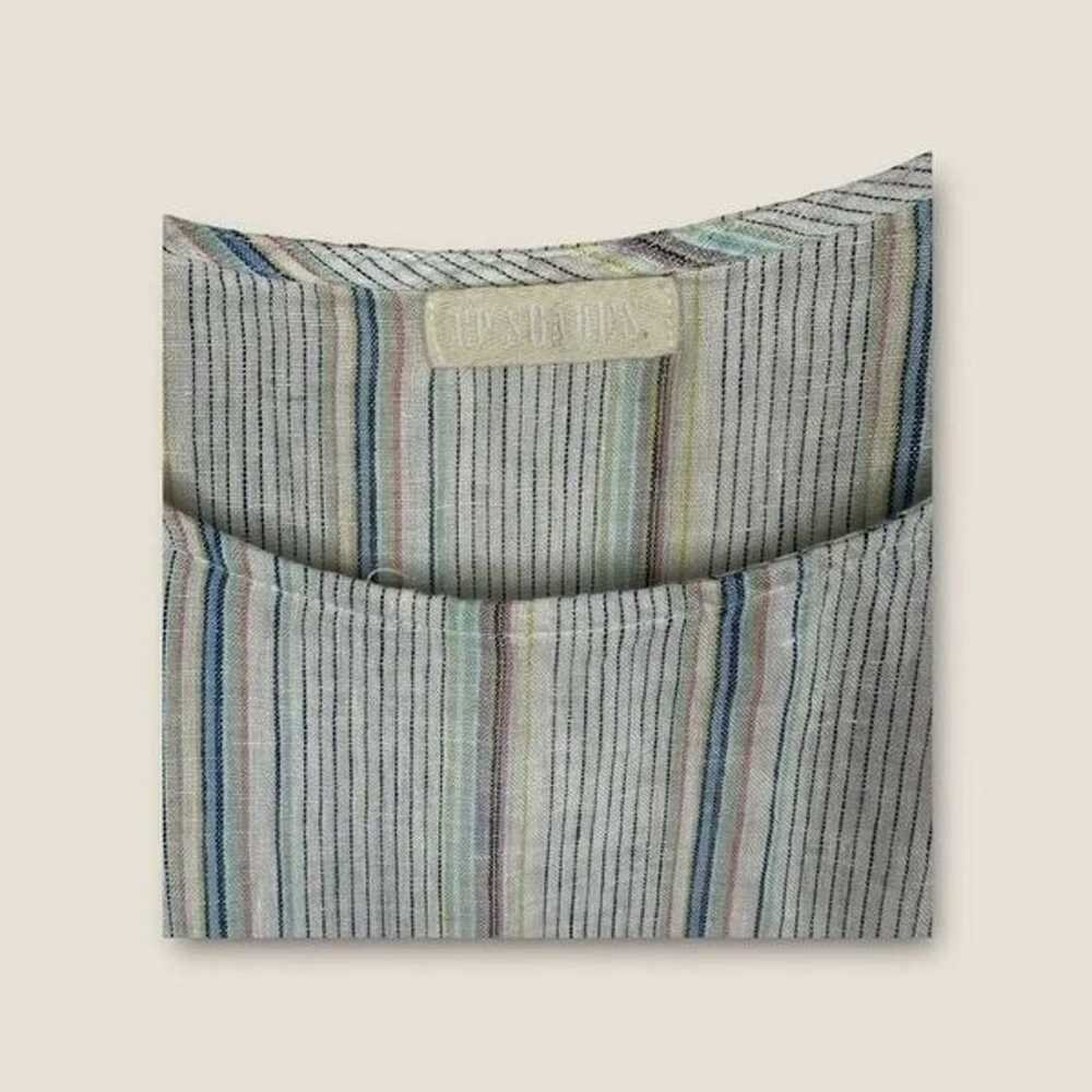 CP Shades Rainbow Stripe 100% Linen Top Size Medi… - image 3