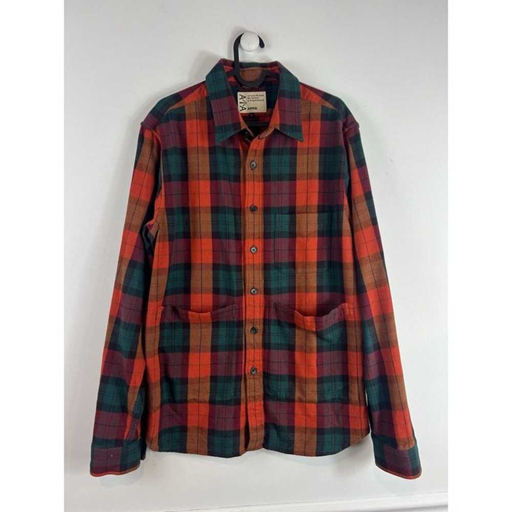 Aspesi Orange Check Midweight Flannel Overshirt J… - image 1