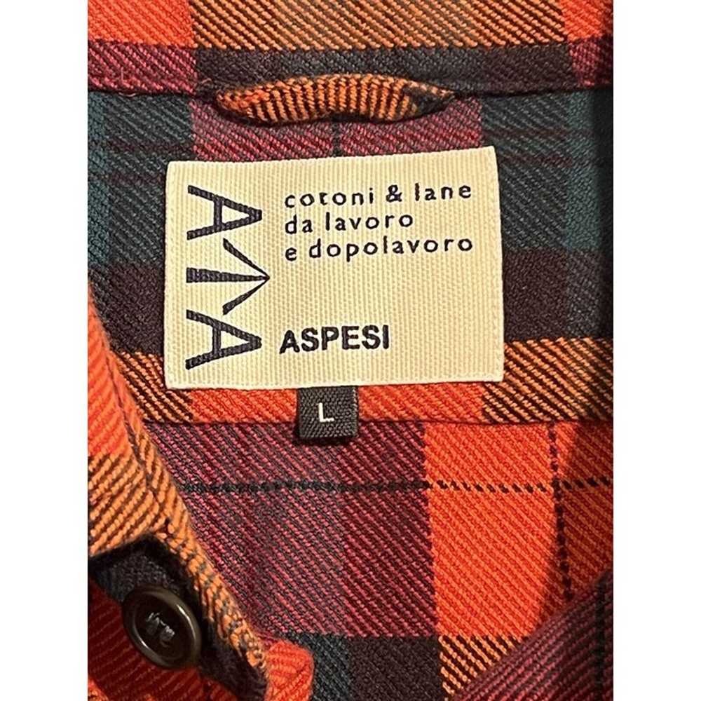 Aspesi Orange Check Midweight Flannel Overshirt J… - image 3