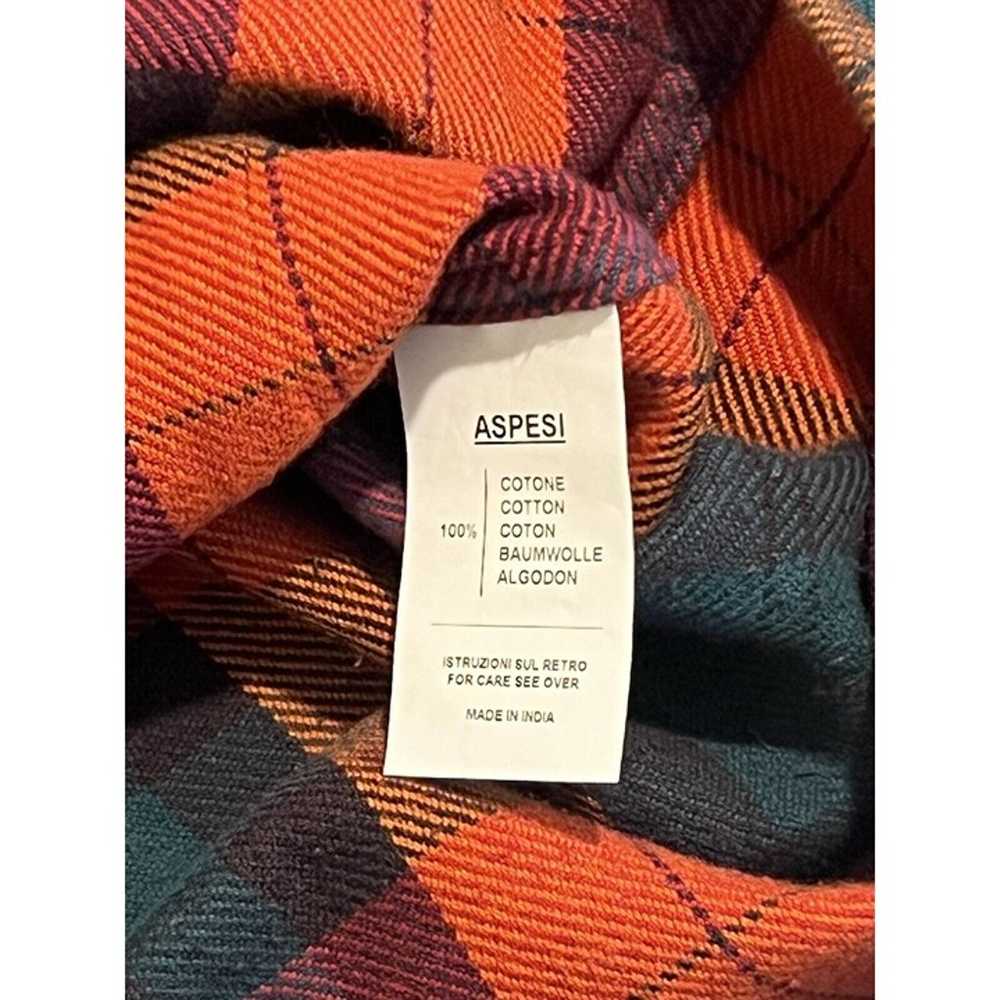 Aspesi Orange Check Midweight Flannel Overshirt J… - image 4