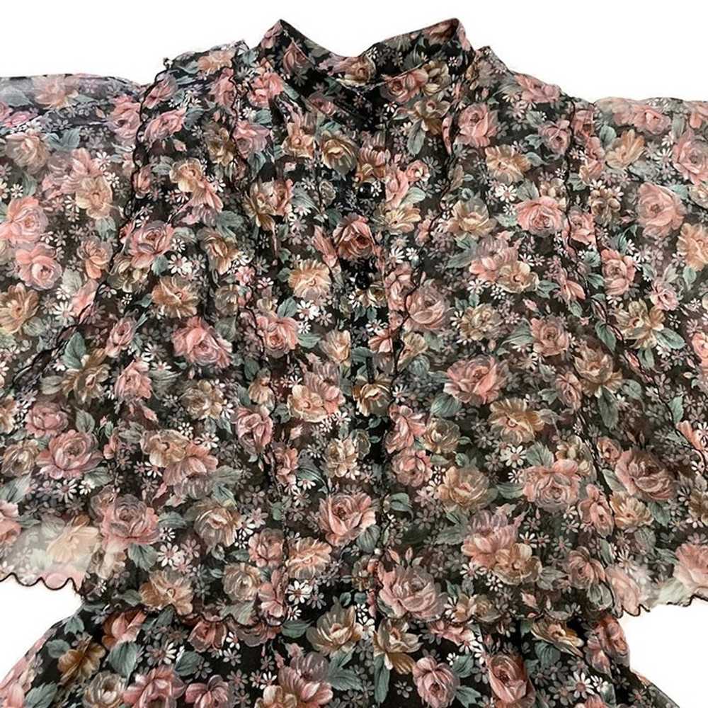 Vtg 80s 90s boho ditsy fairy grunge floral sheer … - image 5