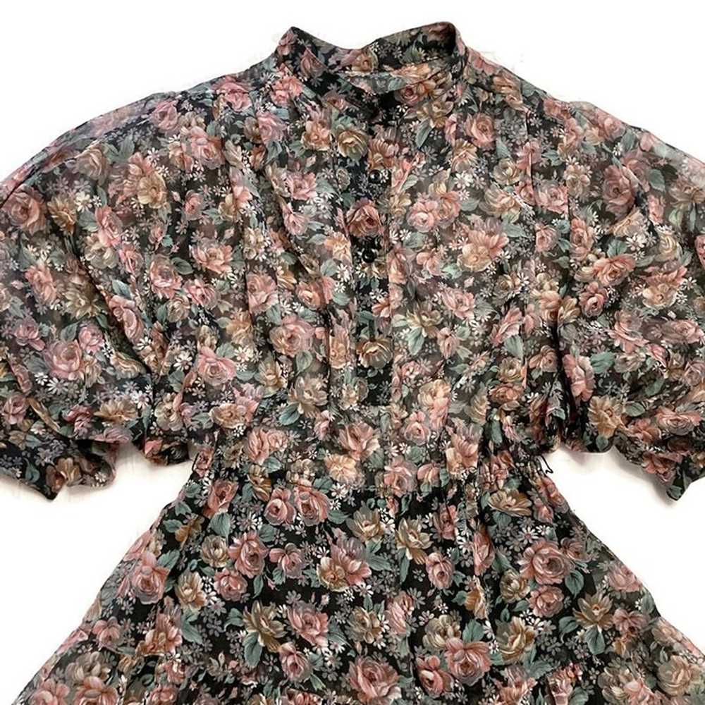 Vtg 80s 90s boho ditsy fairy grunge floral sheer … - image 6