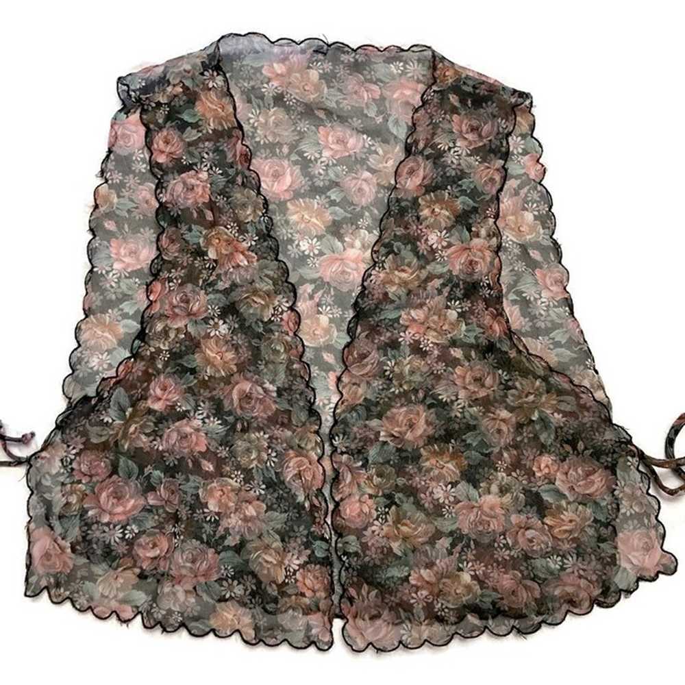 Vtg 80s 90s boho ditsy fairy grunge floral sheer … - image 8