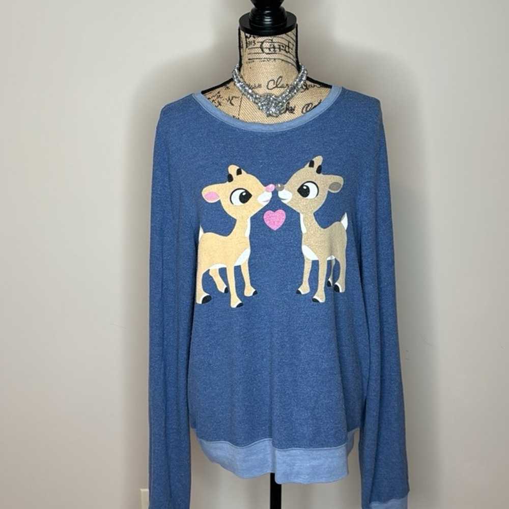 Wildfox Rudolph and Clarice reindeer kisses jumpe… - image 2