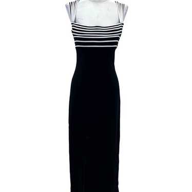 Tadashi Shoji Black White Stripe Gown - image 1