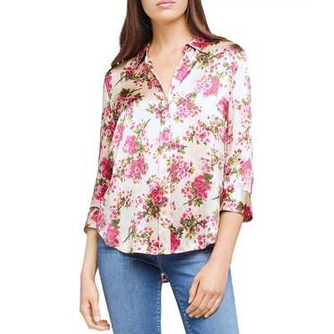 L’Agence Dani Silk Fuchsia Floral Blouse - image 1