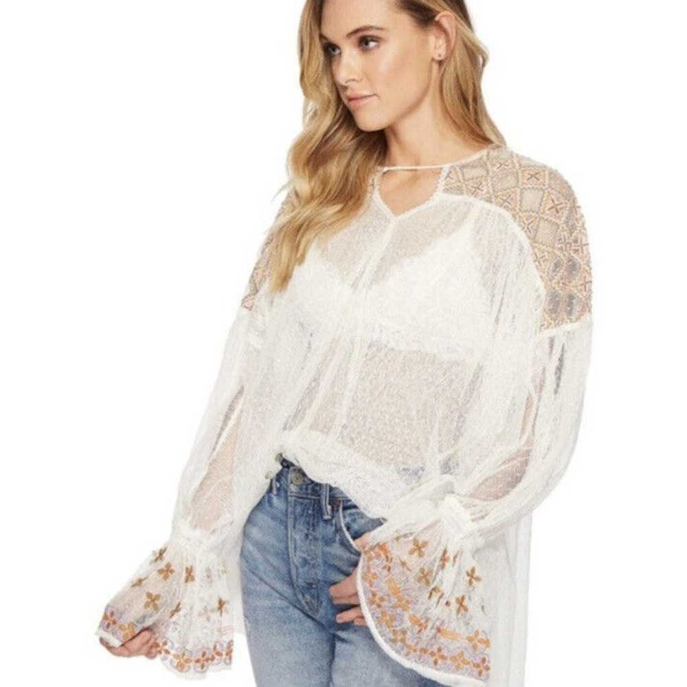 Free People Joyride Sheer Tulle Embroidery Oversi… - image 5