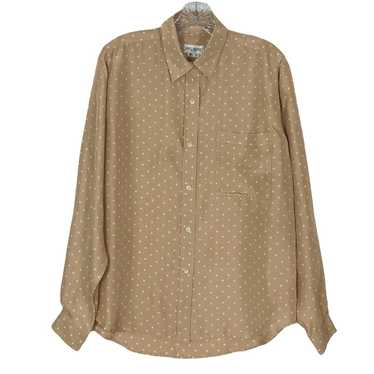 JAMES MEADE Blouse L Silk Polkadot Beige White Lon