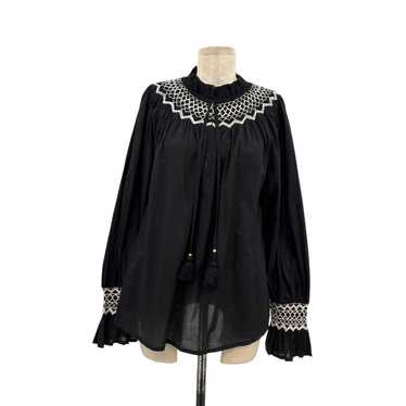 Figue Charlie Top Black Long Sleeve Embroidered B… - image 1