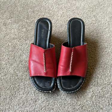 Designer Italian Leather Red Platforms