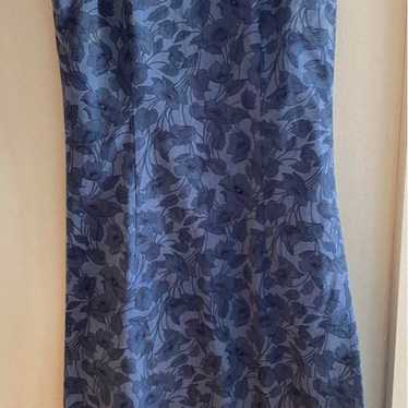 Flower patterned dress, navy blue, chic. - image 1